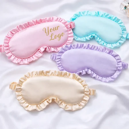 Ruffle Trim Silk Satin Eye Mask